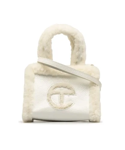 Telfar Womens Vintage x UGG Small Shearling Crinkle Shopper Tote White Patent Leather - One Size