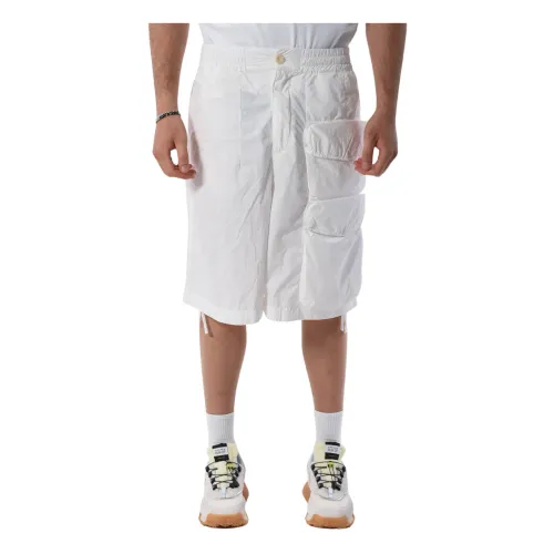Ten C , Cargo Bermuda shorts in nylon ,White male, Sizes: