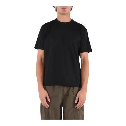 Ten C , Cotton T-shirt with Patch Logo ,Black male, Sizes: