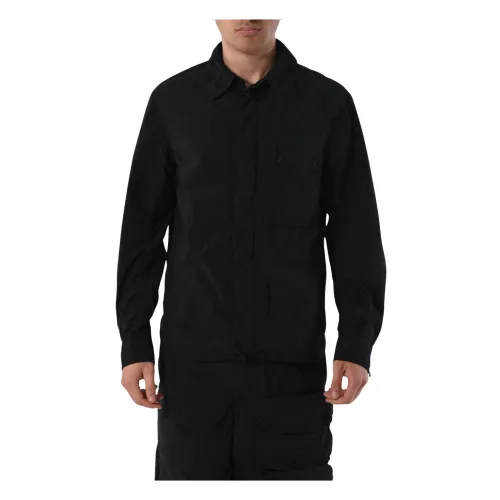 Ten C , Nylon Overshirt with Hidden Zip ,Black male, Sizes: