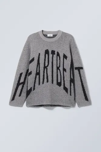 Teo Oversized Jacquard Knitted Sweater - Grey