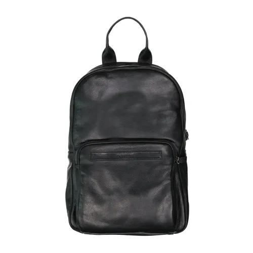 Testoni , Black Leather Bucket Backpack & Backpack ,Black male, Sizes: ONE SIZE