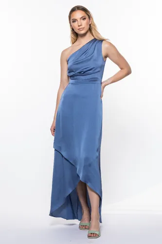 TFNC Delali One Shoulder Charcoal Blue Dress