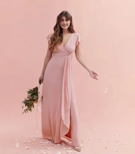 TFNC Pink Short Flutter Sleeve Maxi Dress New Look