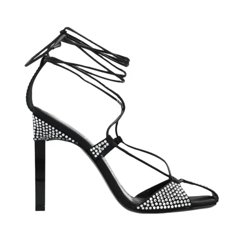 The Attico , Adele Snake Embellished Heeled Sandals ,Black female, Sizes: