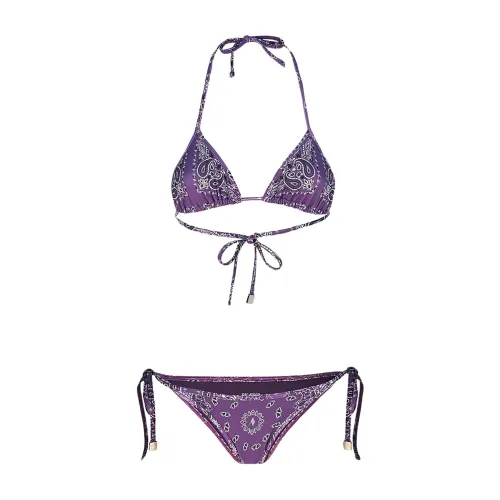 The Attico , Bandana Print Lycra Bikini ,Purple female, Sizes: