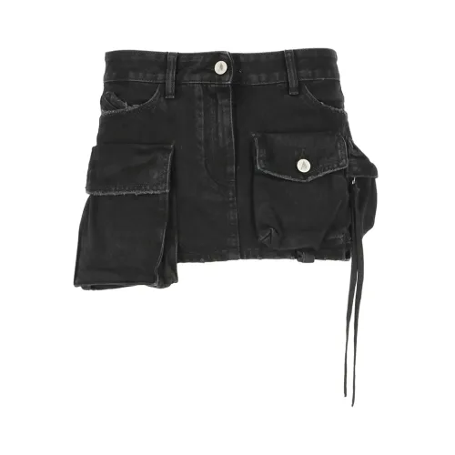 The Attico , Black Cotton Skirt with Belt Loops ,Black female, Sizes: