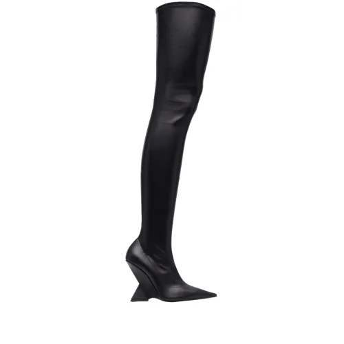 The Attico , Black Knee-High Leather Boots ,Black female, Sizes: