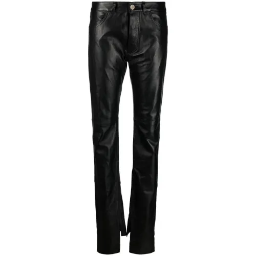 The Attico , Black Leather Slim Fit Pants ,Black female, Sizes: