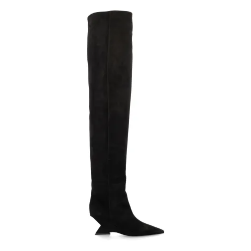 The Attico , Black Suede Over-Knee Boots - Cheope 60 ,Black female, Sizes: