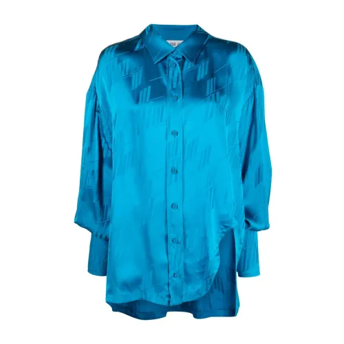 The Attico , Blue Logo Jacquard Asymmetric Shirt ,Blue female, Sizes: