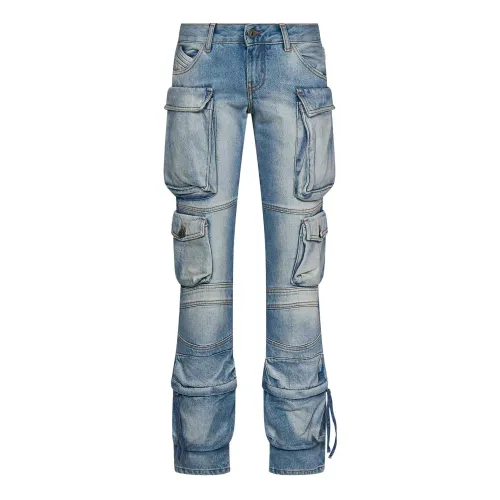 The Attico , Blue Washed Denim Cargo Jeans ,Blue female, Sizes: