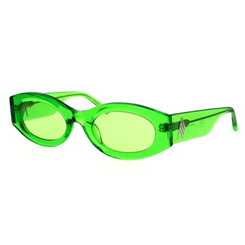The Attico , Green Oval Sunglasses with Silver Logo ,Green female, Sizes: