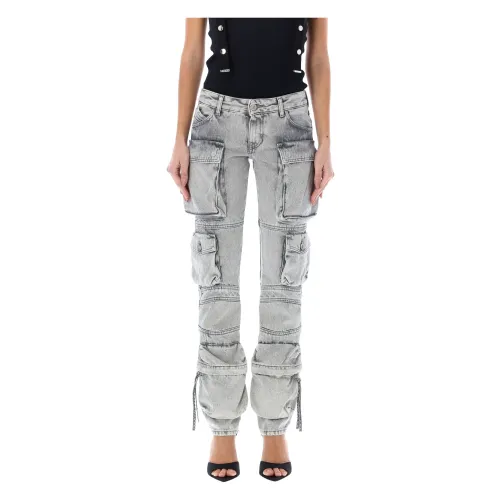 The Attico , Light Grey Cargo Jeans ,Gray female, Sizes: