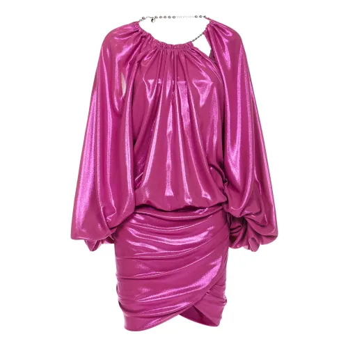 The Attico , Lila Festklänning with Draped Wrap Skirt ,Purple female, Sizes: