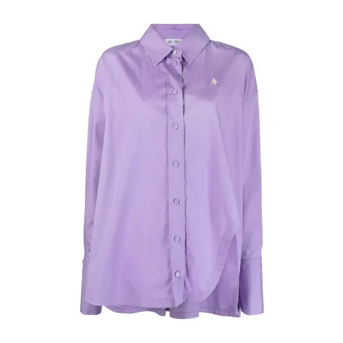 The Attico , Lilac Diana Asymmetric Hem Cotton Shirt ,Purple female, Sizes: