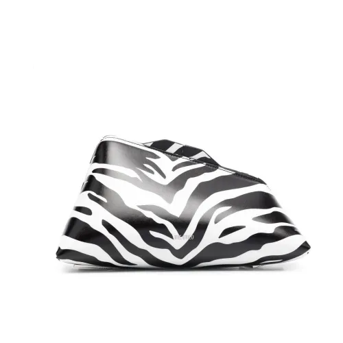 The Attico , Logo-Print Clutch Bag in White/Black Zebra Print ,White female, Sizes: ONE SIZE