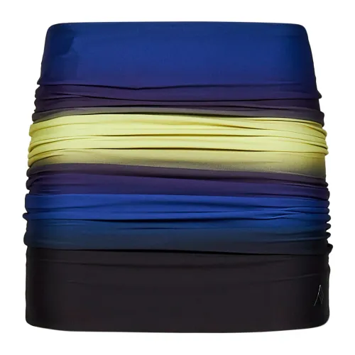 The Attico , Multicolour Draped Mini Skirt with Logo Print ,Multicolor female, Sizes: