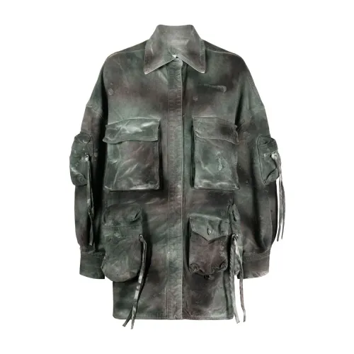 The Attico , Short Denim Coat ,Green female, Sizes: