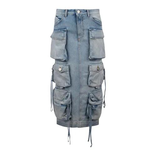 The Attico , The Attico Denim cargo skirt ,Blue female, Sizes: