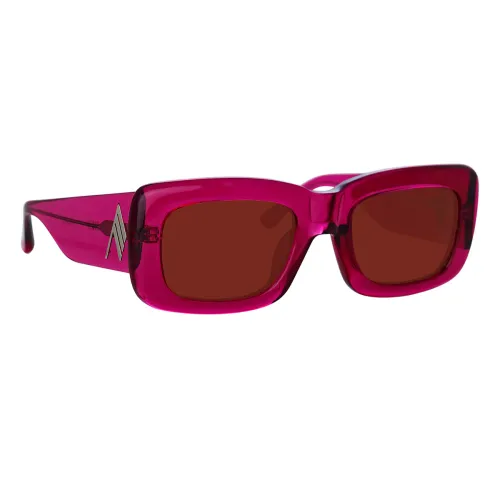 The Attico , Transparent Pink Rectangular Sunglasses with Brown Lenses ,Pink female, Sizes: