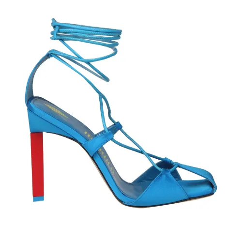 The Attico , Turquoise Satin High Heel Sandals ,Blue female, Sizes: