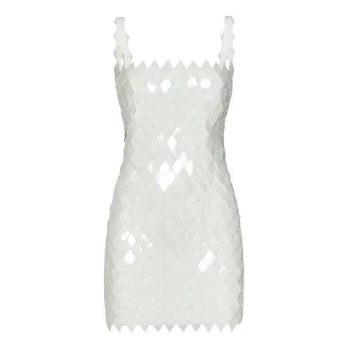 The Attico , White Rue Embroidered Sequin Mini Dress ,White female, Sizes: