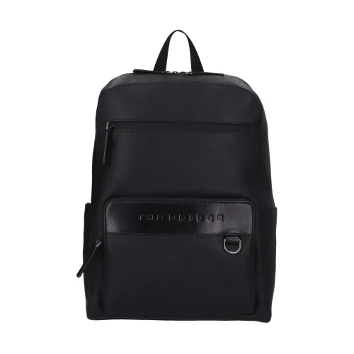 The Bridge , Black Leather Backpack with Laptop Compartment ,Black male, Sizes: ONE SIZE
