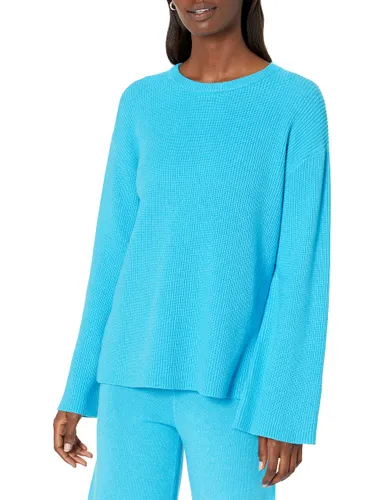 The Drop Women's Crew-Neck Back Slit Ribbed Pullover Jumper