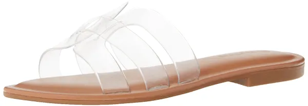 The Drop Women's Monika Flat H-Band Slide Sandal Clear