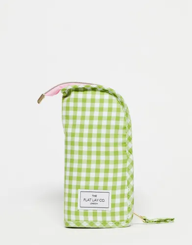 The Flat Lay Co. X ASOS EXCLUSIVE Standing Makeup Brush Case in Green Gingham