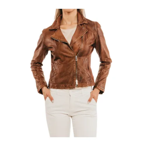 The Jack Leathers , Brown Antique Leather Jacket ,Brown female, Sizes: