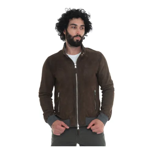 The Jack Leathers , Derekwestperfo leather harrington jacket ,Brown male, Sizes: