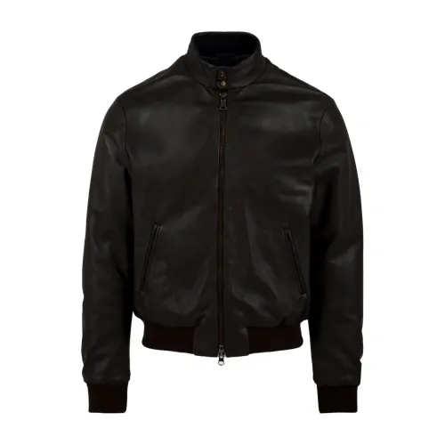 The Jack Leathers , Elvis Leather Coat ,Brown male, Sizes: