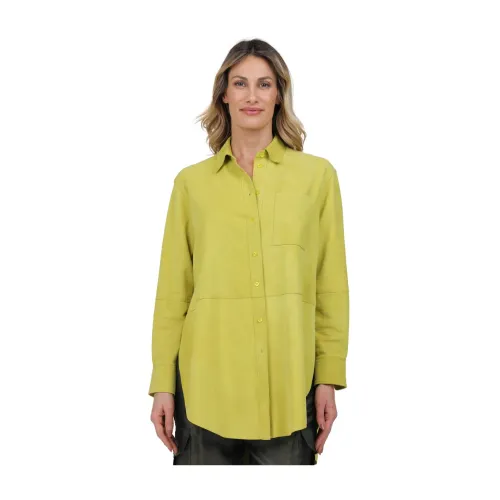 The Jack Leathers , Long Suede Shirt Jacket ,Yellow female, Sizes:
