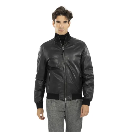 The Jack Leathers , Reversible Leather Jacket Derk ,Black male, Sizes: