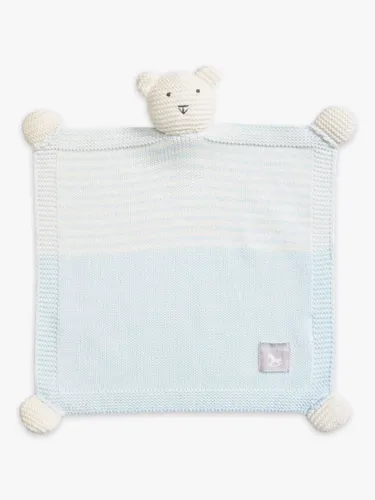 The Little Tailor Baby Knitted Bear Blanket Comforter - Blue/White - Unisex