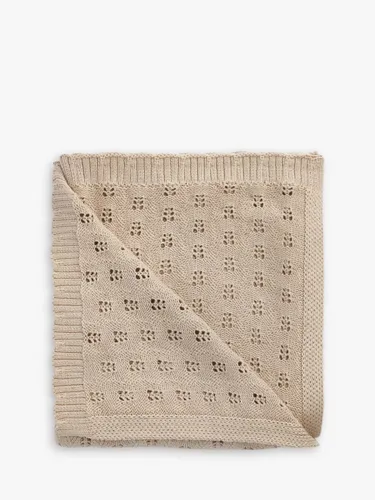 The Little Tailor Cotton Pointelle Baby Blanket - Fawn - Unisex