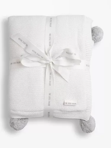 The Little Tailor Pom Pom Baby Blanket - White - Unisex