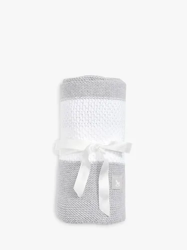 The Little Tailor Stripe Cotton Knit Baby Shawl - Grey - Unisex