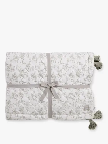 The Little Tailor Woodland Print Quilted Bedspread - White - Unisex