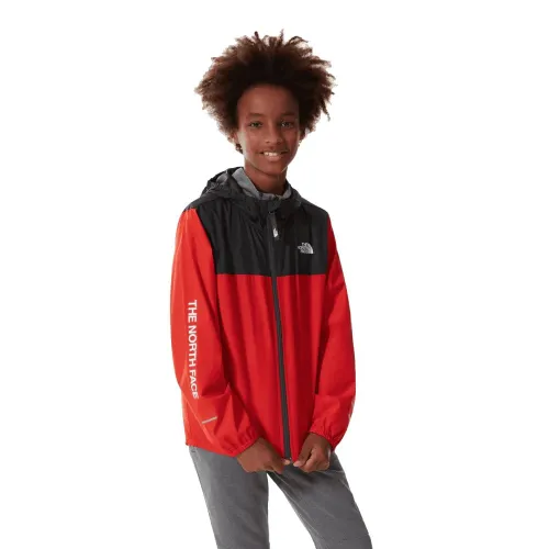 The North Face Boys Reactor Wind Jacket: Fiery Red: M