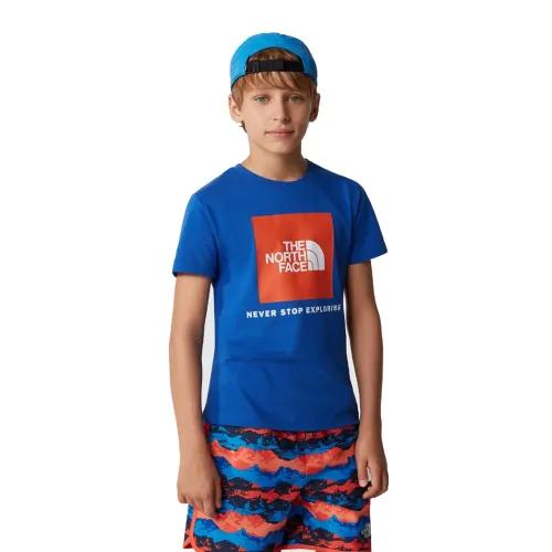 The North Face Boys Redbox Short Sleeve T-Shirt: Blue: XL