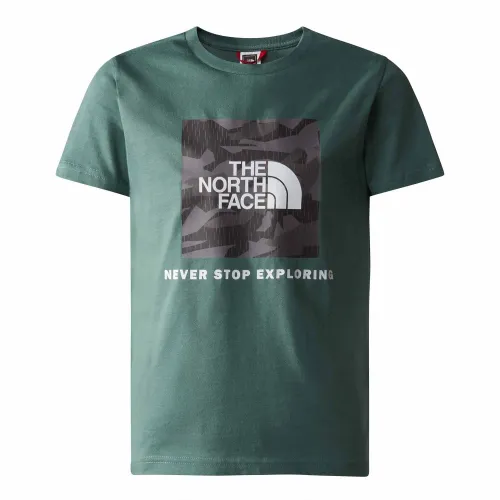 The North Face Boys Redbox Short Sleeve T-Shirt: Dark Sage/Asphalt: M