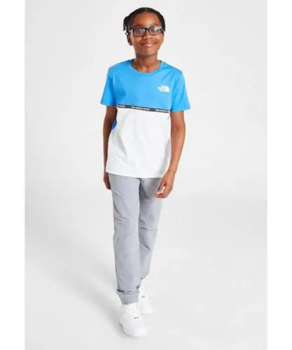 The North Face Boys Train & Logo Kids T Shirt - Blue & White Jersey