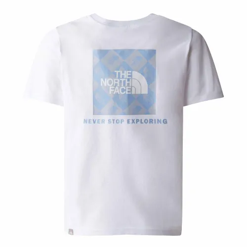 The North Face Girls Relaxed Short Sleeve T-Shirt: White/Dusty Periwin