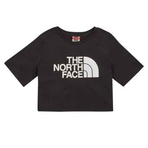 The North Face  Girls S/S Crop Easy Tee  girls's Children's T shirt in Black