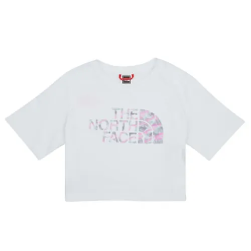 The North Face  Girls S/S Crop Easy Tee  girls's Children's T shirt in White