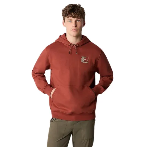 The North Face , Hooded Sweatshirt with Front Writing and Back Print ,Orange male, Sizes: