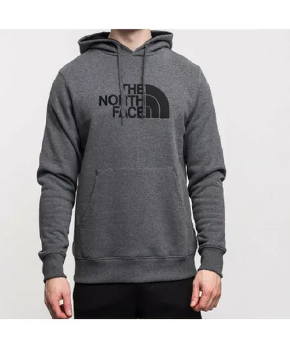 The North Face Mens Drew Peak Embroidery Overhead Hoodie Grey Cotton
